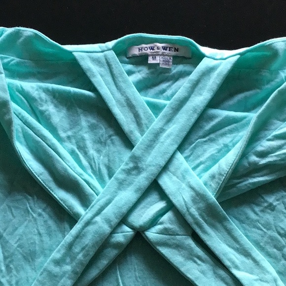 EUC How & Wen mint tank with beaded flower - Picture 3 of 5